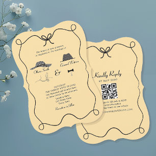 Retro-Hochzeitseinladung mit QR-Code Einladung