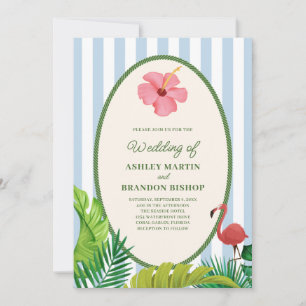 Retro-Hochzeitseinladung Pink Flamingo Tropics Einladung