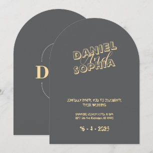 Retro Hochzeitskarte Goldene Linie Einladung