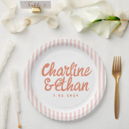 Retro Hochzeitspapier-Teller von Pastel Handwritin Pappteller