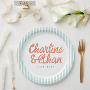 Retro Hochzeitspapier-Teller von Pastel Handwritin Pappteller