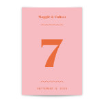 Retro-Hochzeitstil-Tischnummer Tischnummer<br><div class="desc">Ein lustiges und farbenfrohes Retro-inspiriertes Design auf einer Hochzeitszene-Tischnummer,  die zur Koordination mit der Daisy-Kollektion von Origami Prints erstellt wurde.</div>