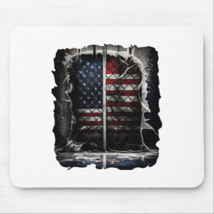Retro Hockey American Flag Vintag Hockey Flag USA Mousepad