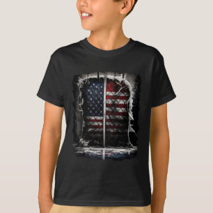 Retro Hockey American Flag Vintag Hockey Flag USA T-Shirt
