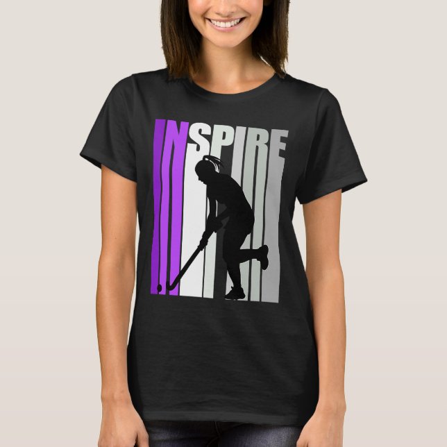 Retro Hockey Girl Hockeys Inspirierte Inspirierend T-Shirt (Vorderseite)