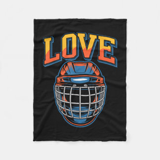 Retro-Hockey-Liebe groovy Blumen und Helm Fleecedecke