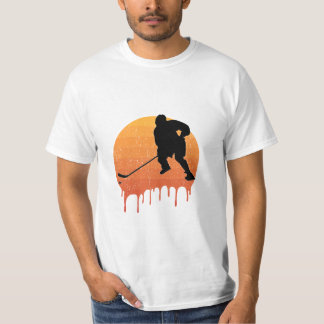 Retro-Hockey-Sonnenuntergangs-Design T-Shirt