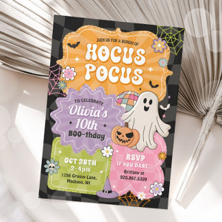 Retro Hocus Pocus Halloween Geburtstag Einladung