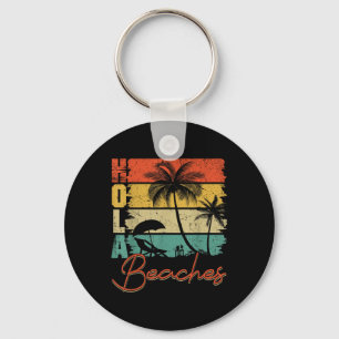 Retro Hola Strände Palm Trees Beach Sunset Tropica Schlüsselanhänger