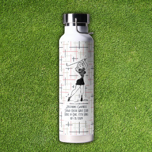 Retro Hole-in-One Golf Girl Pink Personalisiert Trinkflasche