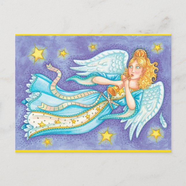 Retro Holiday Angel Postkarte (Vorderseite)