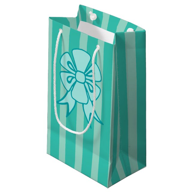 Retro Holiday Aqua Bow Geschenktasche Kleine Geschenktüte (Vorderseite Schrägansicht)