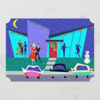 Retro Holiday Cartoon Party Einladungen