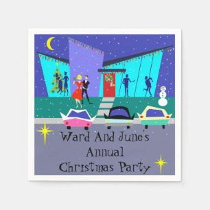 Retro Holiday Cartoon Party Paper Napkins Serviette