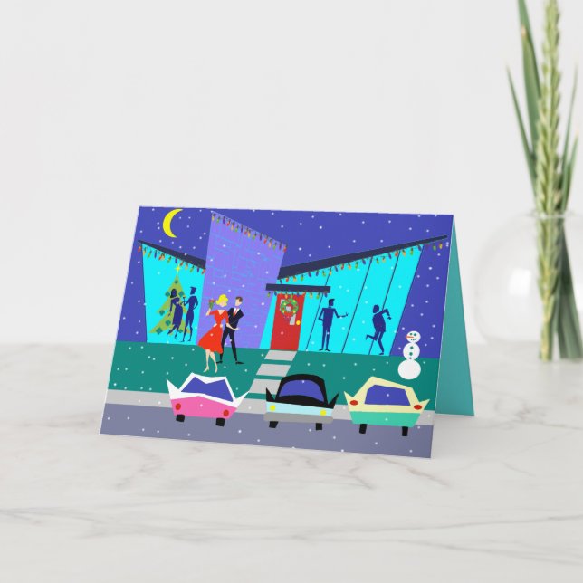 Retro Holiday Cartoon Weihnachtskarte Feiertagskarte (Vorderseite)