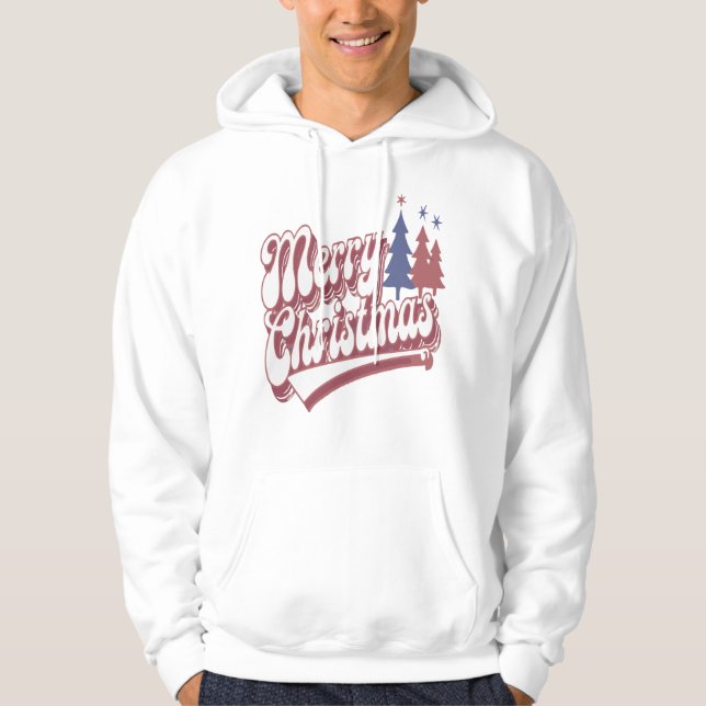 Retro Holiday Cheer: Fröhliches Weihnachtsdesign Hoodie (Vorderseite)