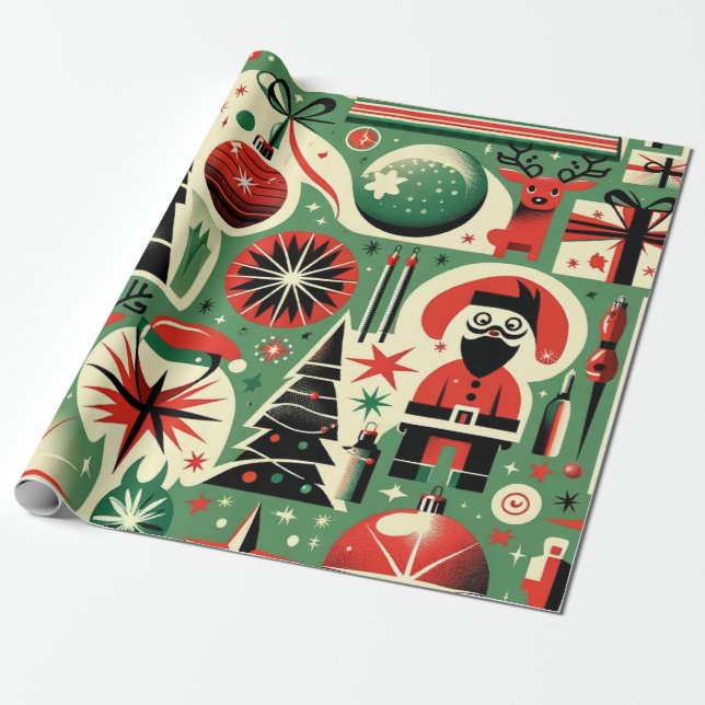 Retro Holiday Chef Weihnachtswrapping Papier Geschenkpapier (Ungerollt)