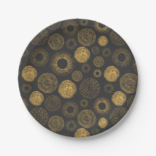 Retro Holiday Gold Burst Sparkler Cake serviert Pappteller