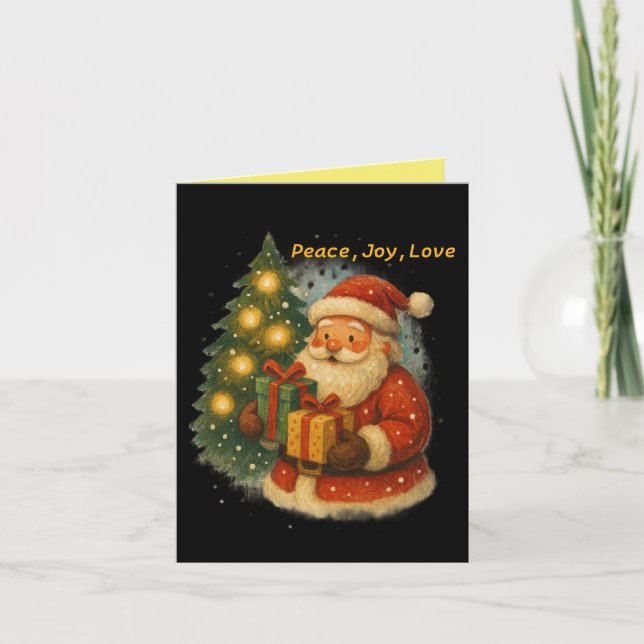 “Retro Holiday Greeting Card – Santa & Gifts” Karte (Vorderseite)