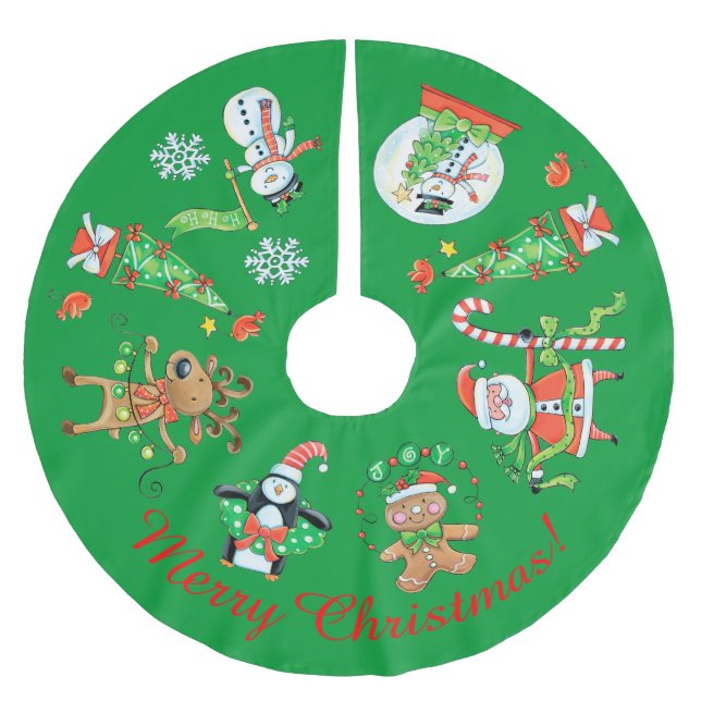 Retro Holiday Images Polyester Weihnachtsbaumdecke (Vorderseite)