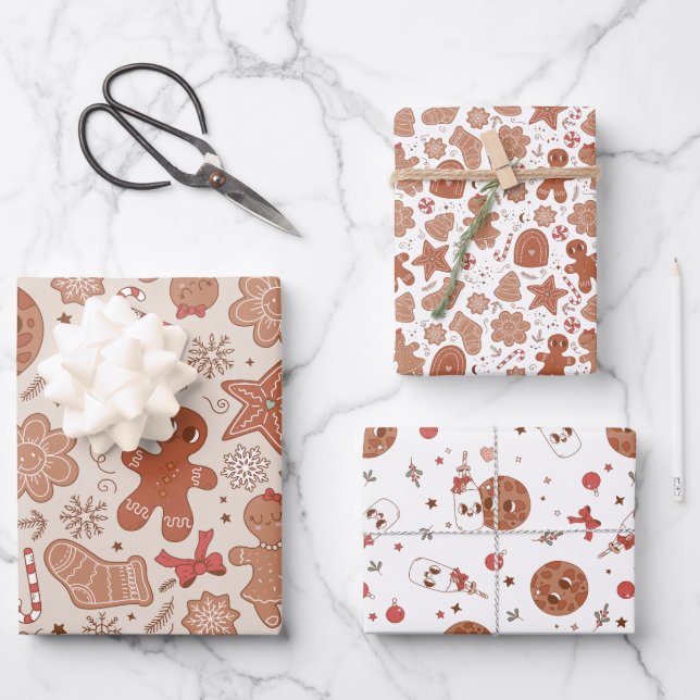 Retro Holiday Milk & Christmas Cookies Geschenkpapier Set (Vorderseite)