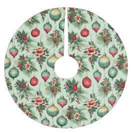 Retro Holiday Ornamente und Blume Weihnachten Polyester Weihnachtsbaumdecke