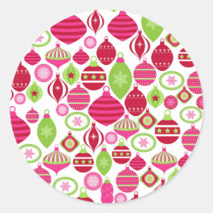 Retro Holiday Ornaments Weihnachtsmuster Runder Aufkleber