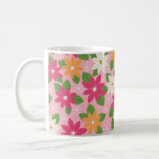 Retro Holiday Poinsettia - Pink Green Orange Kaffeetasse