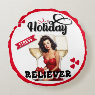 Retro Holiday Stress Reliever Pinup Rundes Kissen