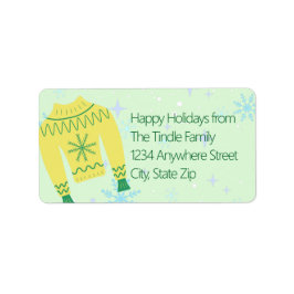 Retro Holiday Ugly Sweater Christmas Party Adressaufkleber