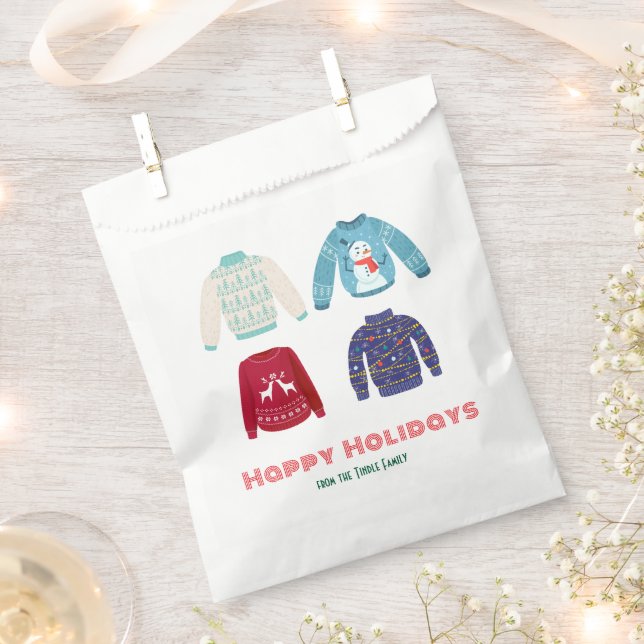 Retro Holiday Ugly Sweater Christmas Party Geschenktütchen (Ausgeschnitten)