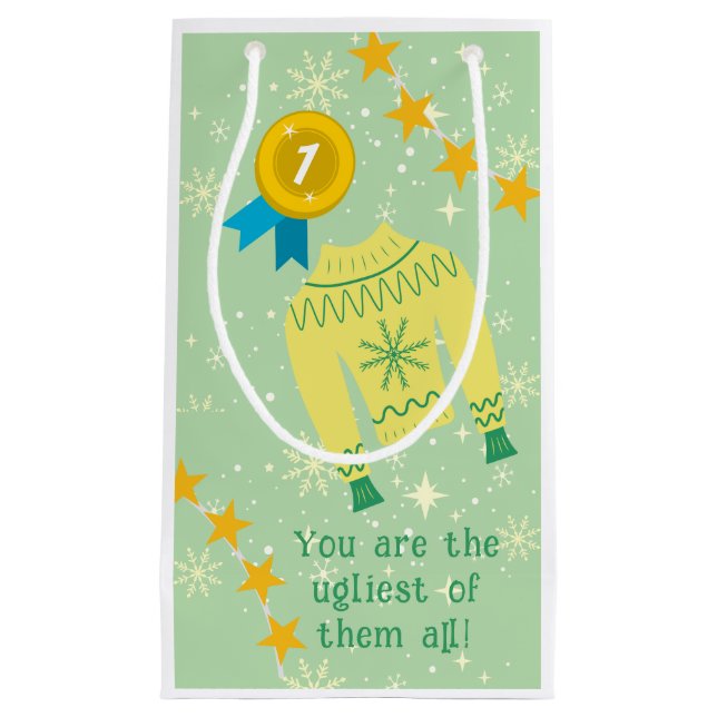 Retro Holiday Ugly Sweater Christmas Party Kleine Geschenktüte (Vorderseite)