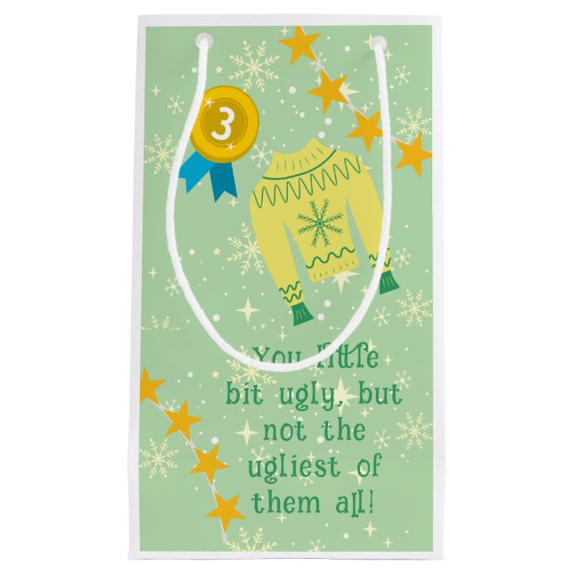 Retro Holiday Ugly Sweater Christmas Party Kleine Geschenktüte (Vorderseite)