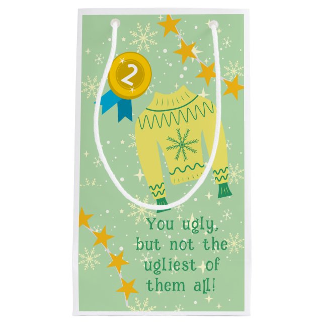 Retro Holiday Ugly Sweater Christmas Party Kleine Geschenktüte (Vorderseite)