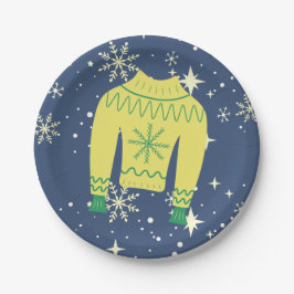 Retro Holiday Ugly Sweater Christmas Party Pappteller