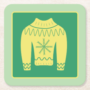 Retro Holiday Ugly Sweater Christmas Party Rechteckiger Pappuntersetzer