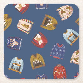 Retro Holiday Ugly Sweater Christmas Party Rechteckiger Pappuntersetzer