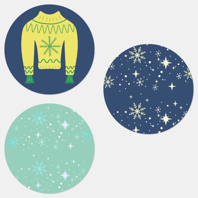 Retro Holiday Ugly Sweater Christmas Party Sticker (Gruppe)