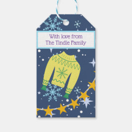 Retro Holiday Ugly Weihnachts Sweater Geschenktast Geschenkanhänger