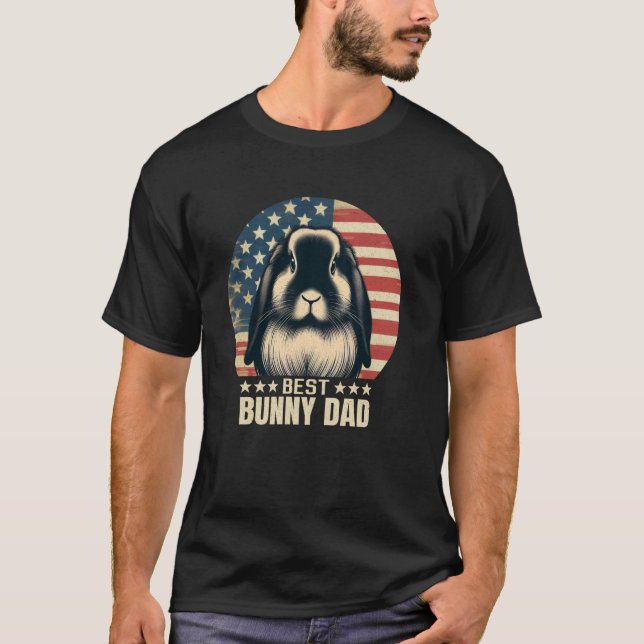 Retro Holland Lop Best Bunny Vater Rabbit 4. Juli  T-Shirt (Vorderseite)