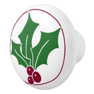 Retro Holly Beeren III, roter Besatz Keramikknauf
