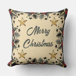 Retro Holly Berries und Evergreen Throw Kissen