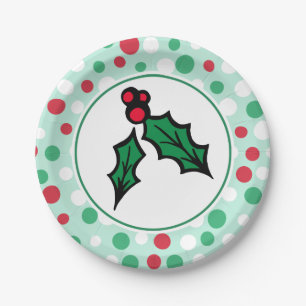 Retro Holly Christmas Party Paper Tellers Pappteller