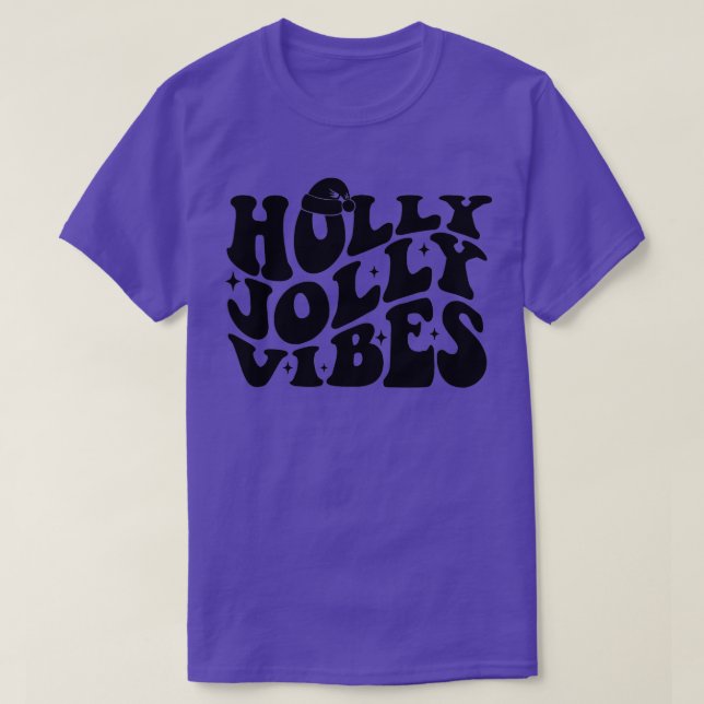 Retro Holly Xmas Jolly Vibes Christmas Happy Chee T-Shirt (Design vorne)