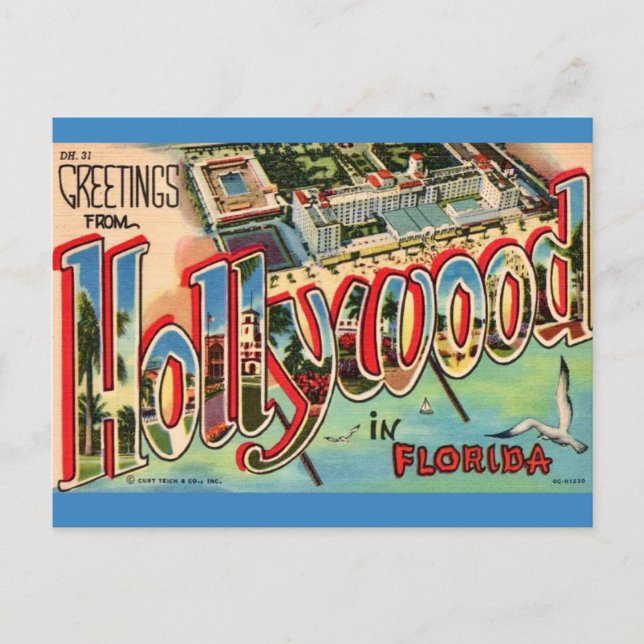 Retro Hollywood Florida Postkarte (Vorderseite)
