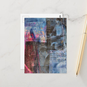 Retro Holzarbeiter Männer auf Blau und Rosa Postkarte