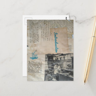 Retro-Holzbearbeitung Intro Mixed Media Collage  Postkarte