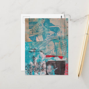 Retro-Holzbearbeitung Mixed Media Collage Postkarte