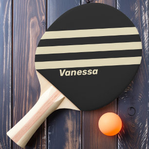 Retro Holzkohle Drei Streifen mit Namen Tischtennis Schläger