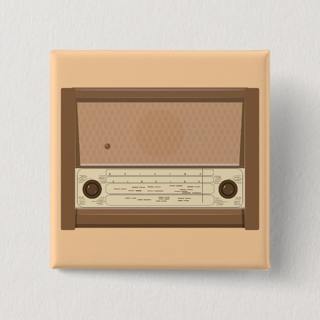 Retro Holzradio aus den 1940er Jahren Button (Vorderseite)